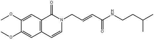 2-Butenamide, 4-(6,7-dimethoxy-1-oxo-2(1H)-isoquinolinyl)-N-(3-methylbutyl)-, (2E)- Struktur