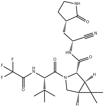 3-Azabicyclo[3.1.0]hexane-2-carboxamide, N-[(1R)-1-cyano-2-[(3S)-2-oxo-3-pyrrolidinyl]ethyl]-3-[(2S)-3,3-dimethyl-1-oxo-2-[(2,2,2-trifluoroacetyl)amino]butyl]-6,6-dimethyl-, (1R,2S,5S)-