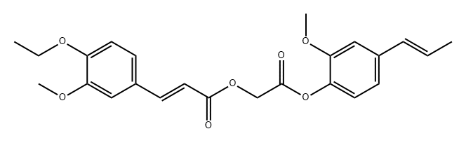 2-Propenoic acid, 3-(4-ethoxy-3-methoxyphenyl)-, 2-[2-methoxy-4-(1E)-1-propen-1-ylphenoxy]-2-oxoethyl ester, (2E)- Struktur