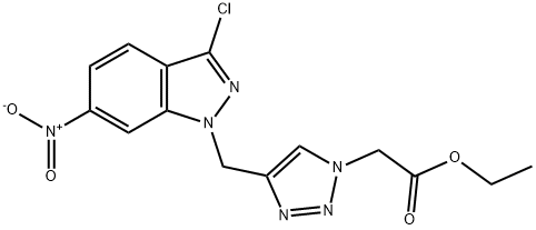 1H-1,2,3-Triazole-1-acetic acid, 4-[(3-chloro-6-nitro-1H-indazol-1-yl)methyl]-, ethyl ester Struktur