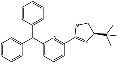 Pyridine, 2-[(4R)-4-(1,1-dimethylethyl)-4,5-dihydro-2-oxazolyl]-6-(diphenylmethyl)- Struktur