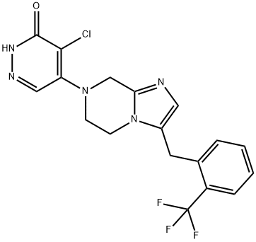 3(2H)-Pyridazinone, 4-chloro-5-[5,6-dihydro-3-[[2-(trifluoromethyl)phenyl]methyl]imidazo[1,2-a]pyrazin-7(8H)-yl]- Struktur