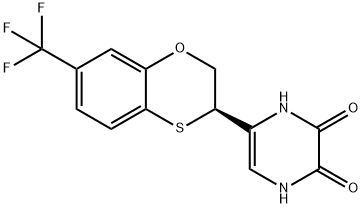 2,3-Pyrazinedione, 5-[(3R)-2,3-dihydro-7-(trifluoromethyl)-1,4-benzoxathiin-3-yl]-1,4-dihydro- Struktur