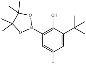 Phenol, 2-(1,1-dimethylethyl)-4-fluoro-6-(4,4,5,5-tetramethyl-1,3,2-dioxaborolan-2-yl)- Struktur