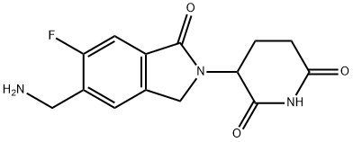 3-[5-(Aminomethyl)-6-fluoro-1,3-dihydro-1-oxo-2H-isoindol-2-yl]-2,6-piperidinedione Struktur