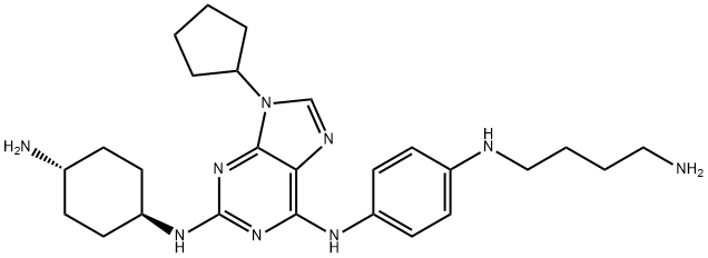 9H-Purine-2,6-diamine, N6-[4-[(4-aminobutyl)amino]phenyl]-N2-(trans-4-aminocyclohexyl)-9-cyclopentyl- Struktur