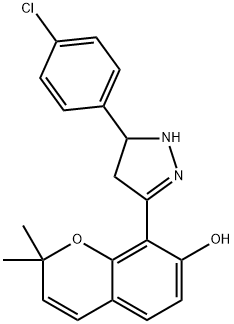 2H-1-Benzopyran-7-ol, 8-[5-(4-chlorophenyl)-4,5-dihydro-1H-pyrazol-3-yl]-2,2-dimethyl- Struktur