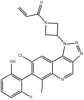 2-Propen-1-one, 1-[3-[8-chloro-6-fluoro-7-(2-fluoro-6-hydroxyphenyl)-1H-1,2,3-triazolo[4,5-c]quinolin-1-yl]-1-azetidinyl]- Struktur