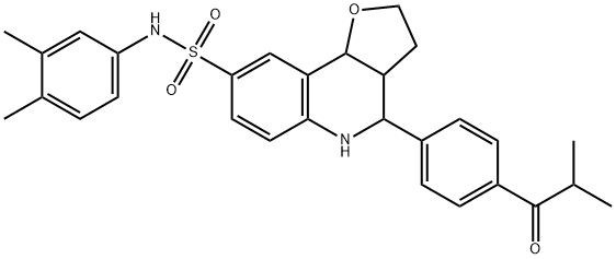 N-(3,4-Dimethylphenyl)-2,3,3a,4,5,9b-hexahydro-4-[4-(2-methyl-1-oxopropyl)phenyl]furo[3,2-c]quinoline-8-sulfonamide Struktur