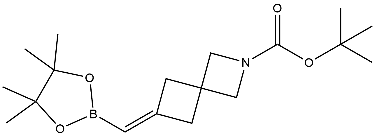 tert-Butyl 6-((4,4,5,5-tetramethyl-1,3,2-dioxaborolan-2-yl)methylene)-2-azaspiro[3.3]heptane-2-carboxylate Struktur