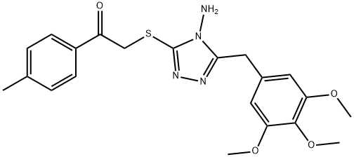 2-[[4-Amino-5-[(3,4,5-trimethoxyphenyl)methyl]-4H-1,2,4-triazol-3-yl]thio]-1-(4-methylphenyl)ethanone Struktur