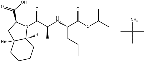 1H-Indole-2-carboxylic acid, octahydro-1-[(2S)-2-[[(1S)-1-[(1-methylethoxy)carbonyl]butyl]amino]-1-oxopropyl]-, (2S,3aS,7aS)-, compd. with 2-methyl-2-propanamine (1:1) Struktur