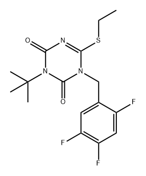 1,3,5-Triazine-2,4(1H,3H)-dione, 3-(1,1-dimethylethyl)-6-(ethylthio)-1-[(2,4,5-trifluorophenyl)methyl]- Struktur