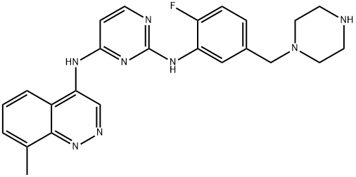 2,4-Pyrimidinediamine, N2-[2-fluoro-5-(1-piperazinylmethyl)phenyl]-N4-(8-methyl-4-cinnolinyl)- Struktur