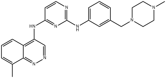 2,4-Pyrimidinediamine, N4-(8-methyl-4-cinnolinyl)-N2-[3-[(4-methyl-1-piperazinyl)methyl]phenyl]- Struktur