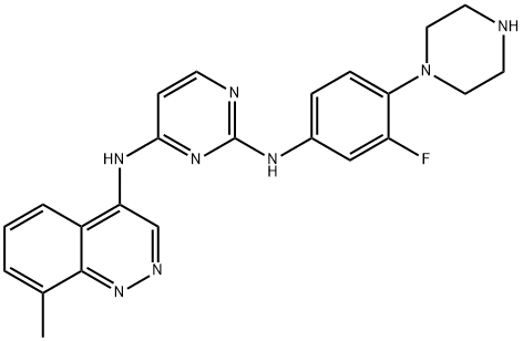 2,4-Pyrimidinediamine, N2-[3-fluoro-4-(1-piperazinyl)phenyl]-N4-(8-methyl-4-cinnolinyl)- Struktur