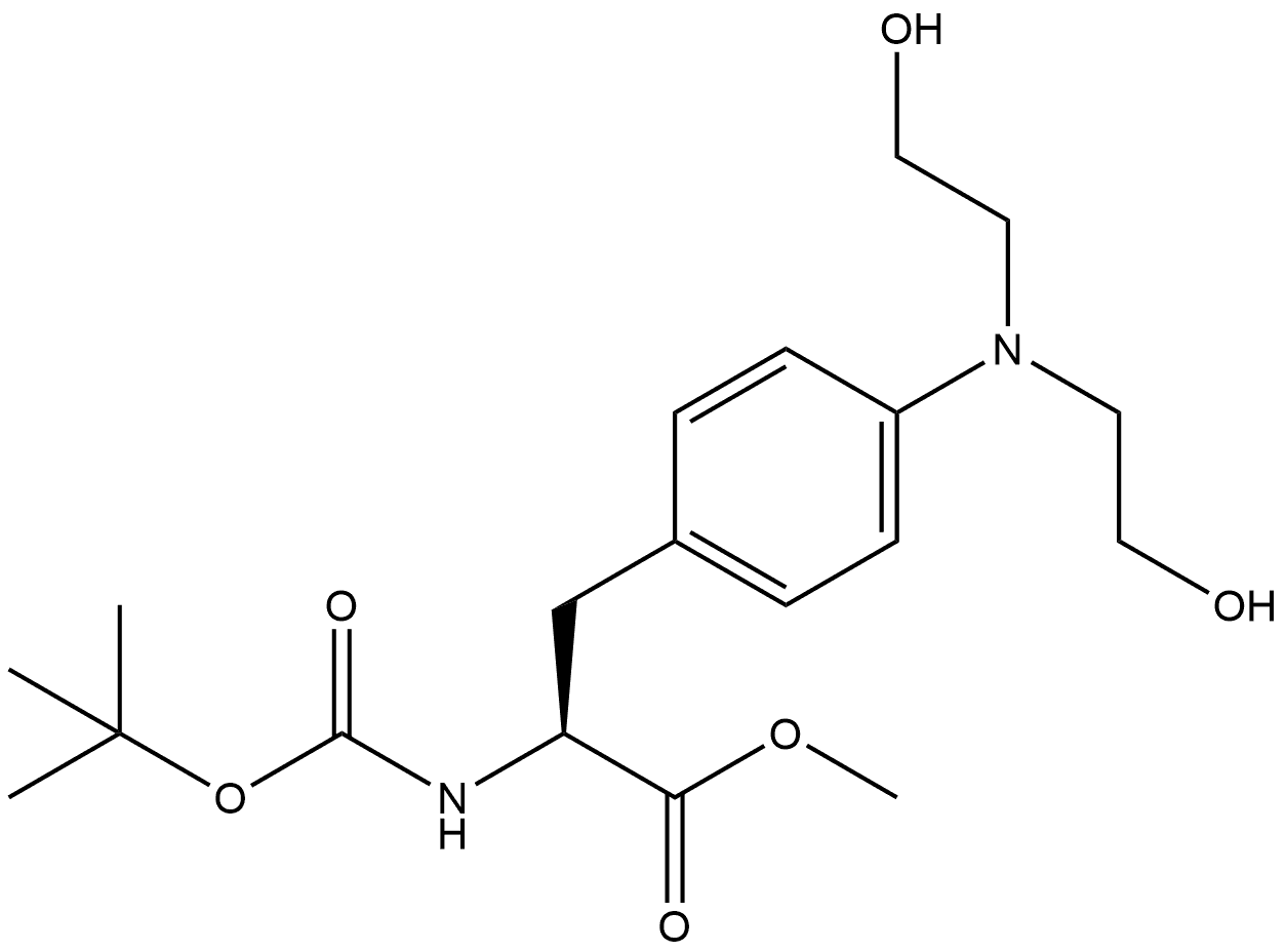 methyl 3-(4-(bis(2-hydroxyethyl)amino)phenyl)-2-((tert-butoxycarbonyl)amino)propanoate Struktur