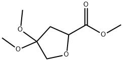 2-Furancarboxylic acid, tetrahydro-4,4-dimethoxy-, methyl ester Struktur