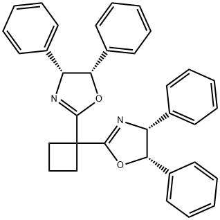 Oxazole, 2,2'-cyclobutylidenebis[4,5-dihydro-4,5-diphenyl-, (4R,4'R,5S,5'S)- Struktur