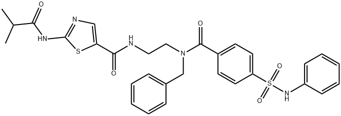 2-[(2-Methyl-1-oxopropyl)amino]-N-[2-[[4-[(phenylamino)sulfonyl]benzoyl](phenylmethyl)amino]ethyl]-5-thiazolecarboxamide Struktur