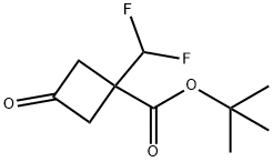 Cyclobutanecarboxylic acid, 1-(difluoromethyl)-3-oxo-, 1,1-dimethylethyl ester Struktur