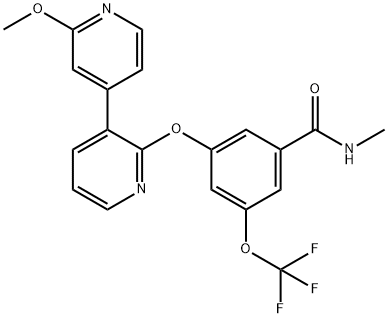 Benzamide, 3-[(2'-methoxy[3,4'-bipyridin]-2-yl)oxy]-N-methyl-5-(trifluoromethoxy)- Struktur