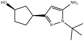 Cyclopentanol, 3-[5-amino-1-(1,1-dimethylethyl)-1H-pyrazol-3-yl]-, (1R,3S)- Struktur