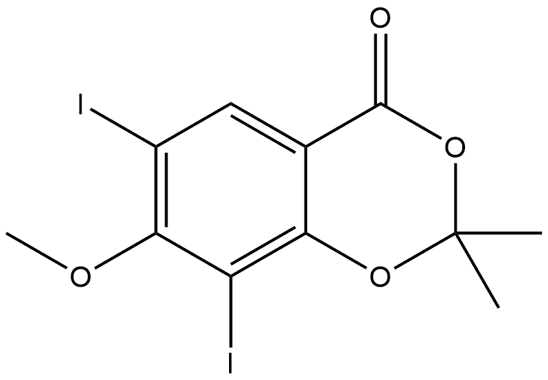 6,8-Diiodo-7-methoxy-2,2-dimethyl-4H-1,3-benzodioxin-4-one Struktur