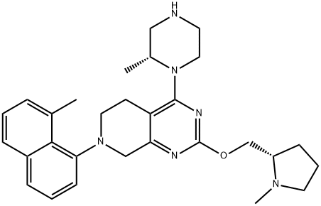 5,6,7,8-Tetrahydro-7-(8-methyl-1-naphthalenyl)-4-[(2R)-2-methyl-1-piperazinyl]-2-[[(2S)-1-methyl-2-pyrrolidinyl]methoxy]pyrido[3,4-d]pyrimidine Struktur