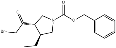 1-Pyrrolidinecarboxylic acid, 3-(2-bromoacetyl)-4-ethyl-, phenylmethyl ester, (3S,4S)- Struktur