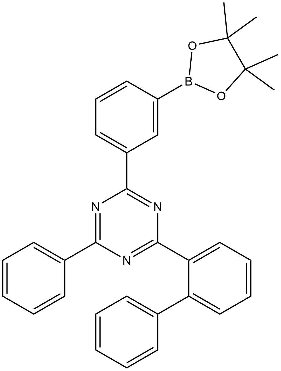 2-([1,1'-Biphenyl]-2-yl)-4-phenyl-6-(3-(4,4,5,5-tetramethyl-1,3,2-dioxaborolan-2-yl)phenyl)-1,3,5-triazine
 Struktur