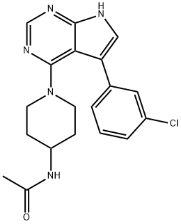 N-[1-[5-(3-Chlorophenyl)-7H-pyrrolo[2,3-d]pyrimidin-4-yl]-4-piperidinyl]acetamide Struktur