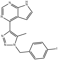 4-[1-[(4-Iodophenyl)methyl]-5-methyl-1H-1,2,3-triazol-4-yl]-7H-pyrrolo[2,3-d]pyrimidine Struktur