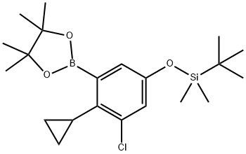 2-[3-Chloro-2-cyclopropyl-5-[[(1,1-dimethylethyl)dimethylsilyl]oxy]phenyl]-4,4,5,5-tetramethyl-1,3,2-dioxaborolane Struktur