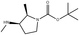 1-Pyrrolidinecarboxylic acid, 2-methyl-3-(methylamino)-, 1,1-dimethylethyl ester, (2R,3R)- Struktur