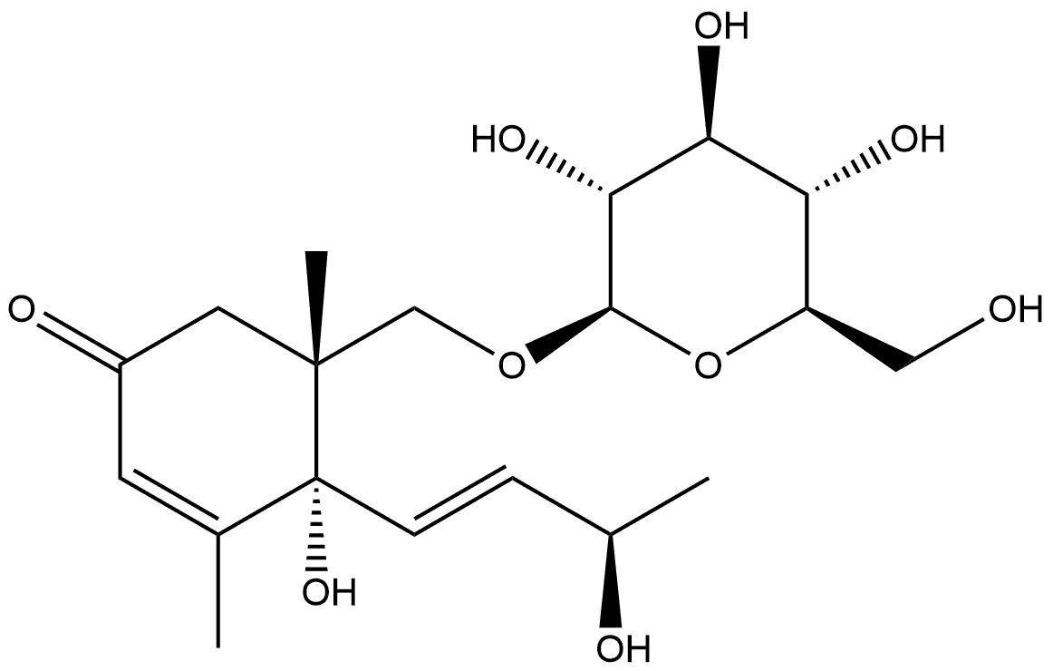 (1R,6R,9R)-6,9,11-Trihydroxy-4,7-
megastigmadien-3-one 11-O-glucoside Struktur