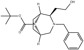 3,8-Diazabicyclo[3.2.1]octane-8-carboxylic acid, 2-(2-hydroxyethyl)-3-(phenylmethyl)-, 1,1-dimethylethyl ester, (1S,2R,5R)- Struktur