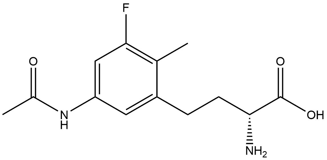 (R)-4-(5-acetamido-3-fluoro-2-methylphenyl)-2-aminobutanoic acid Struktur