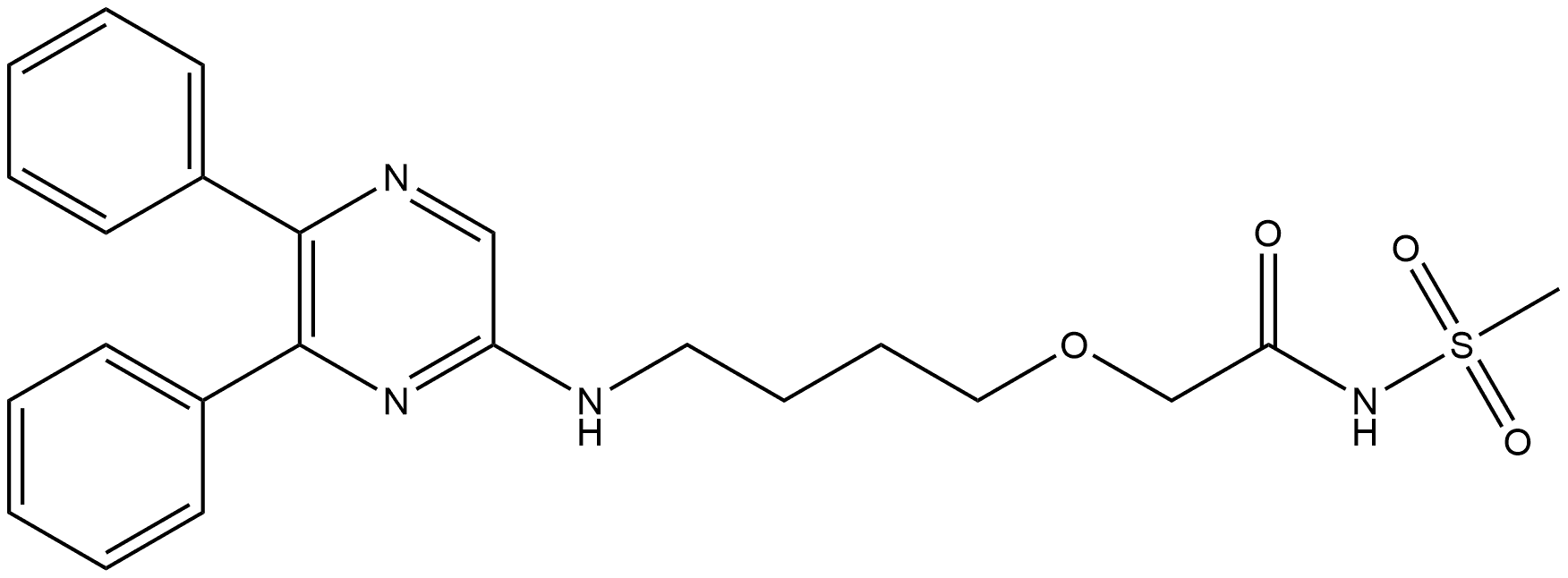 Acetamide, 2-[4-[(5,6-diphenyl-2-pyrazinyl)amino]butoxy]-N-(methylsulfonyl)- Struktur