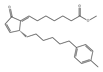 Heptanoic acid, 7-[(2R)-2-[6-(4-methylphenyl)hexyl]-5-oxo-3-cyclopenten-1-ylidene]-, methyl ester, (7E)- Struktur