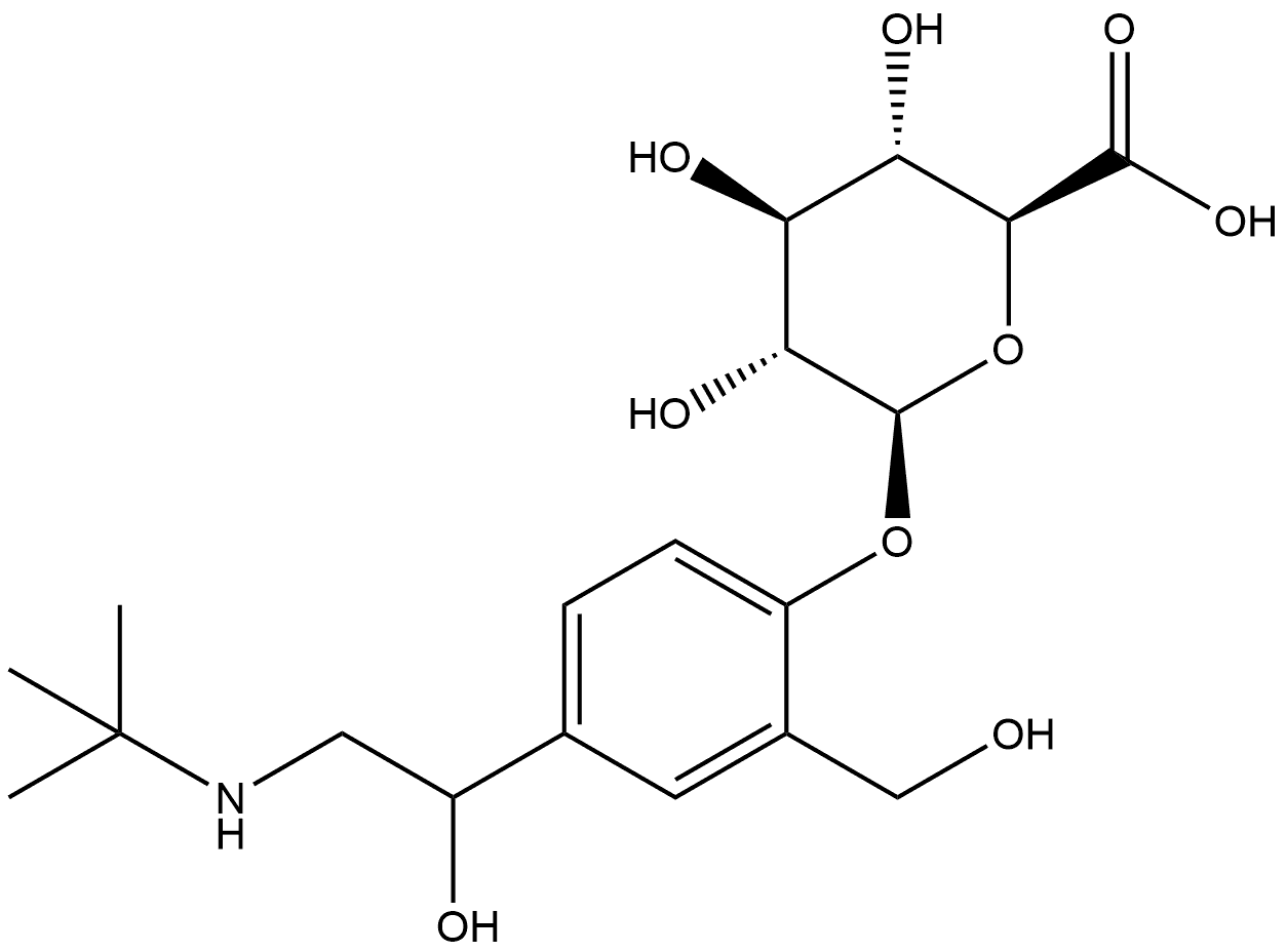 β-D-Glucopyranosiduronic acid, 4-[2-[(1,1-dimethylethyl)amino]-1-hydroxyethyl]-2-(hydroxymethyl)phenyl Struktur