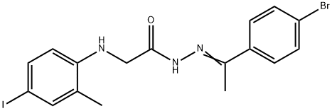 N'-[1-(4-bromophenyl)ethylidene]-2-[(4-iodo-2-methylphenyl)amino]acetohydrazide (non-preferred name) Struktur