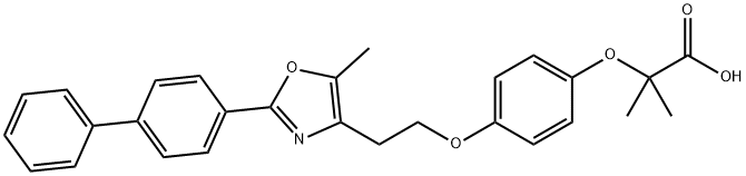 Propanoic acid, 2-[4-[2-(2-[1,1'-biphenyl]-4-yl-5-methyl-4-oxazolyl)ethoxy]phenoxy]-2-methyl- Struktur