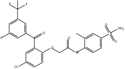 Acetamide, N-[4-(aminosulfonyl)-2-methylphenyl]-2-[4-chloro-2-[3-fluoro-5-(trifluoromethyl)benzoyl]phenoxy]- Struktur