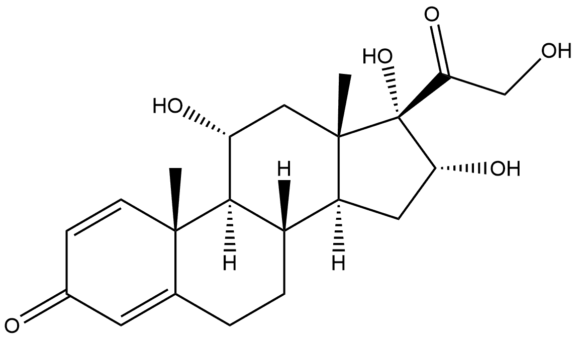 Pregna-1,4-diene-3,20-dione, 11,16,17,21-tetrahydroxy-, (11α,16α)- Struktur