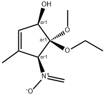 2-Cyclopenten-1-ol,5-ethoxy-5-methoxy-3-methyl-4-(methyleneoxidoamino)-,(1R,4S,5S)-rel-(9CI) Struktur