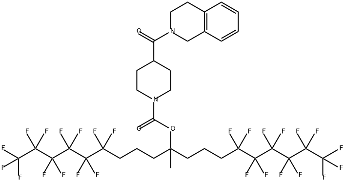 1-Piperidinecarboxylic acid, 4-[(3,4-dihydro-2(1H)-isoquinolinyl)carbonyl]-, 5,5,6,6,7,7,8,8,9,9,10,10,10-tridecafluoro-1-methyl-1-(4,4,5,5,6,6,7,7,8,8,9,9,9-tridecafluorononyl)decyl ester Struktur