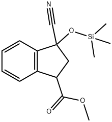 1H-Indene-1-carboxylic acid, 3-cyano-2,3-dihydro-3-[(trimethylsilyl)oxy]-, methyl ester Struktur