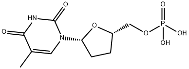 1-(5-O-Phosphono-2,3-dideoxy-β-D-glycero-penta-2-enofuranosyl)-5-methyl-1,2,3,4-tetrahydropyrimidine-2,4-dione Struktur