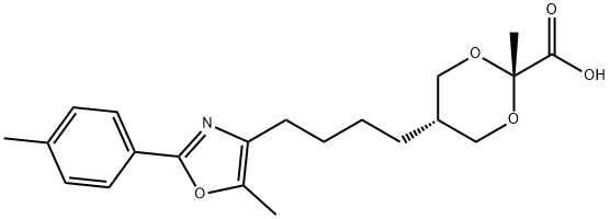 1,3-Dioxane-2-carboxylic acid, 2-methyl-5-[4-[5-methyl-2-(4-methylphenyl)-4-oxazolyl]butyl]-, cis- Struktur